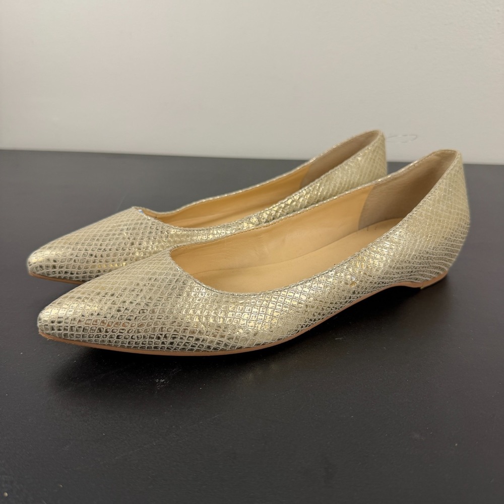 Ivanka Trump Ballet Flats Womens 7.5M Gold Pointed Toe Comfort Slip On Itchich
